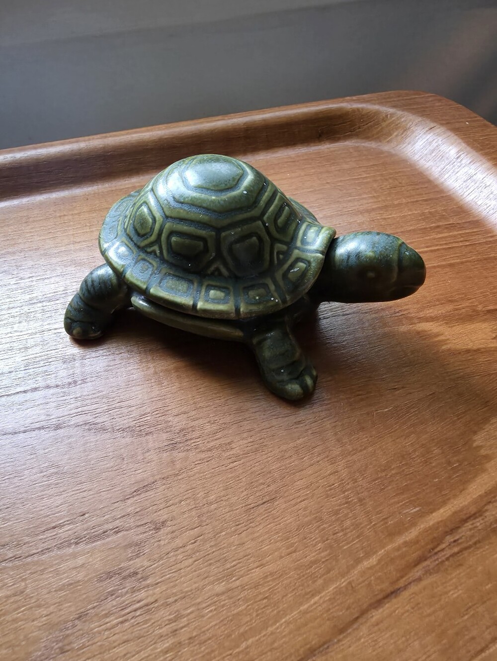 Vintage Turtle Figurine, Green Ceramic, Retro, Kitschy, Reptiles Trinket Holder
